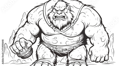 Giant ogre doodle freehand draw cartoon vector illustration.