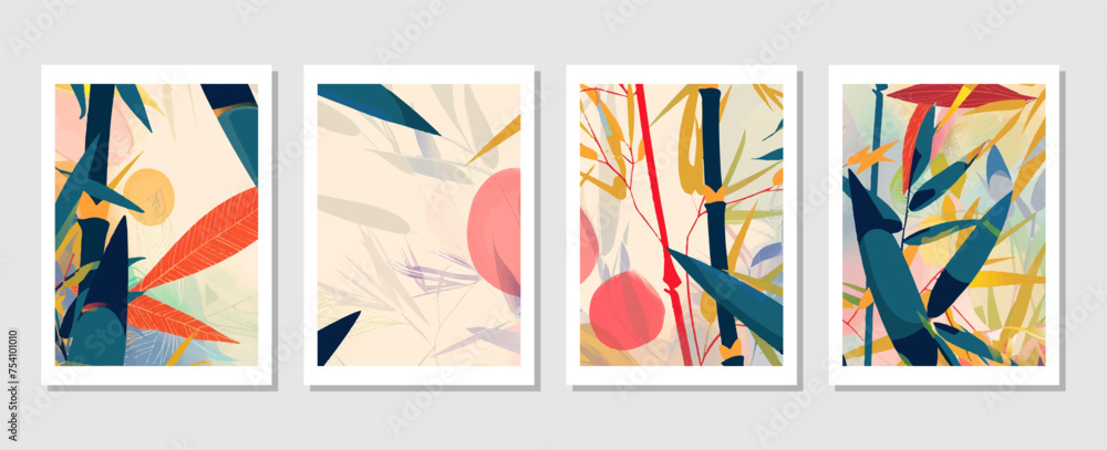 Obraz premium Tropical Leaf Vector Backgrounds. Perfect for Wall Décor, Postcards, and Brochure Covers.