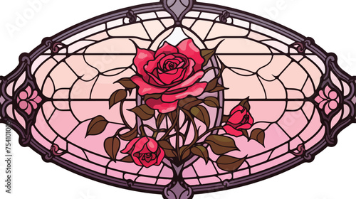 Gothic rose architectural window design. Mirror stai photo
