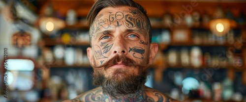 Man With Face and Chest Tattoos