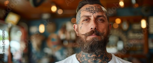 Man With Face and Neck Tattoos