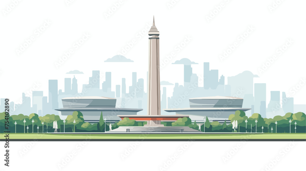 Icon of Monas (National Monument) in Jakarta City, Indonesia.