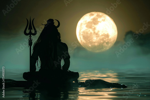 Expansive scene of Lord Shiva in silhouette photo