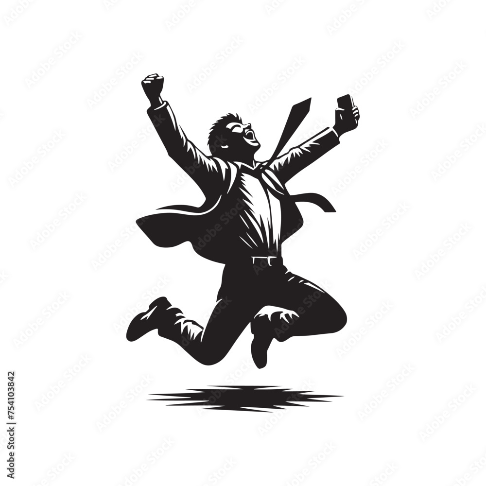 Obraz premium A Celebration of Euphoria: The Excited Expression Silhouette Embodies Pure Enthusiasm and Excitement. Excited Expression Illustration - Excited Vector - Excited person silhouette