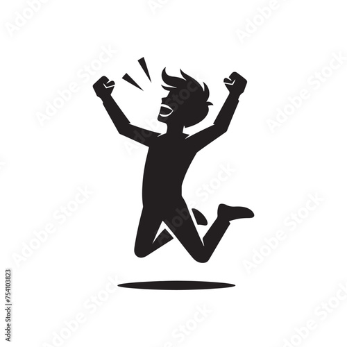 A Timeless Emotion Captured: Embrace the Universality of an Excited Expression Silhouette - A Flexible Figure Element. Excited Expression Illustration - Excited Vector - Excited person silhouette
