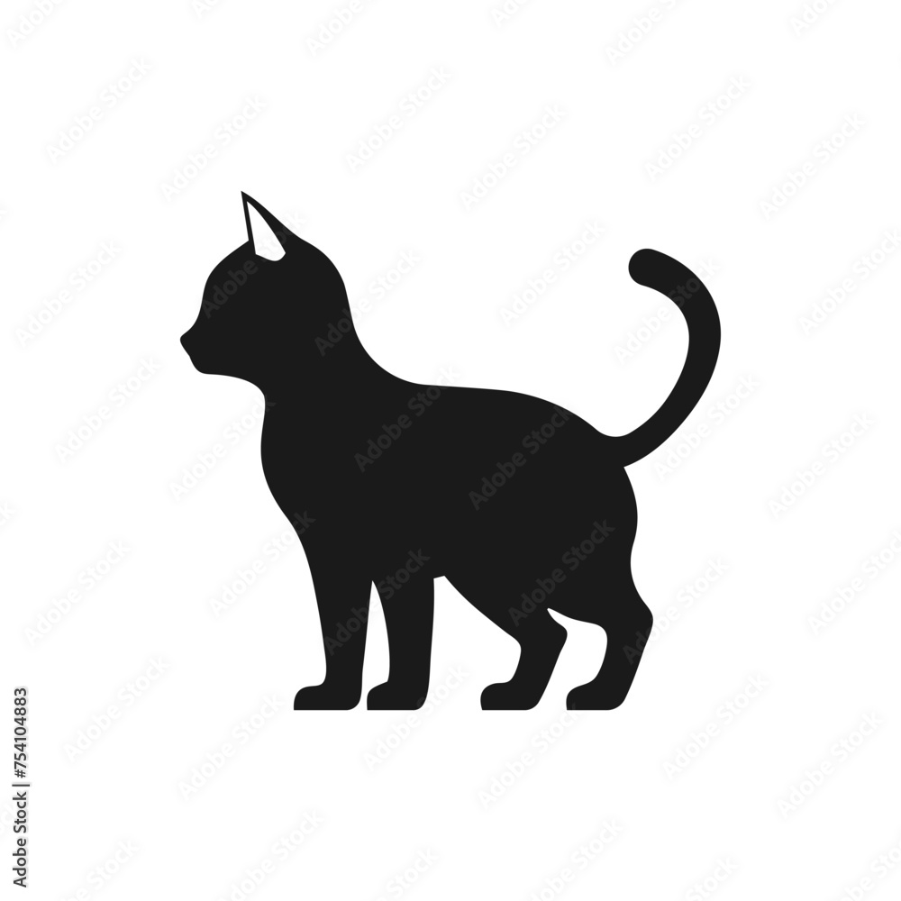 Cat, kitten icon flat style isolated on white background. Vector illustration