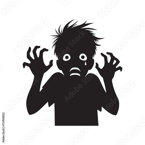 A Canvas for Emotional Expression: The Scared Expression Silhouette Awaits Your Artistic Vision for a Unique Design. Scared Expression Illustration - Scared Vector - Scared Person Silhouette