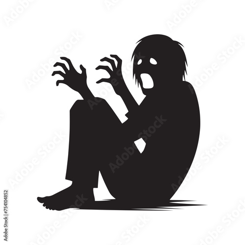 A Representation of Terror: The Scared Expression Silhouette Embodies Raw Fear and Anxiety. Scared Expression Illustration - Scared Vector - Scared Person Silhouett