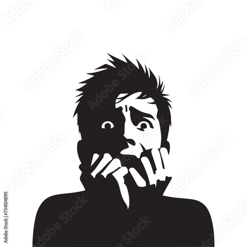 A Signal of Danger: The Scared Expression Silhouette Captures the Fear of the Unknown. Scared Expression Illustration - Scared Vector - Scared Person Silhouette