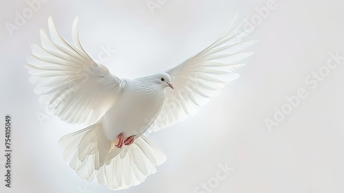 A white dove is flying in the air photo