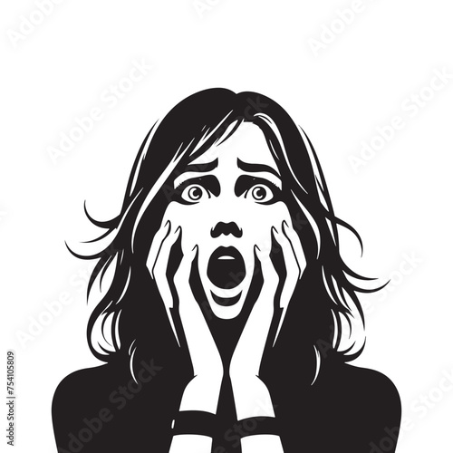 Beyond the Physical Form: The Shocked Expression Silhouette Represents a Startling Revelation. Shocked Expression Illustration - Shocked Vector - Shocked Person Silhouette