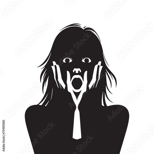 A Moment of Speechlessness Defined: The Shocked Expression Silhouette Represents a Sudden Loss of Words. Shocked Expression Illustration - Shocked Vector - Shocked Person Silhouette