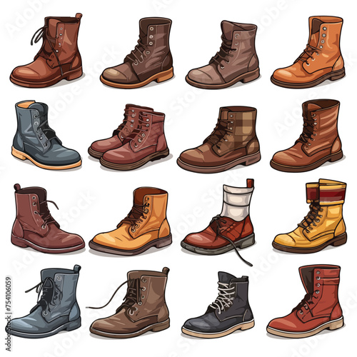 A collection of different types of shoes. Vector clipart.