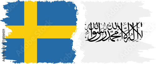 Afghanistan and Sweden grunge flags connection vector