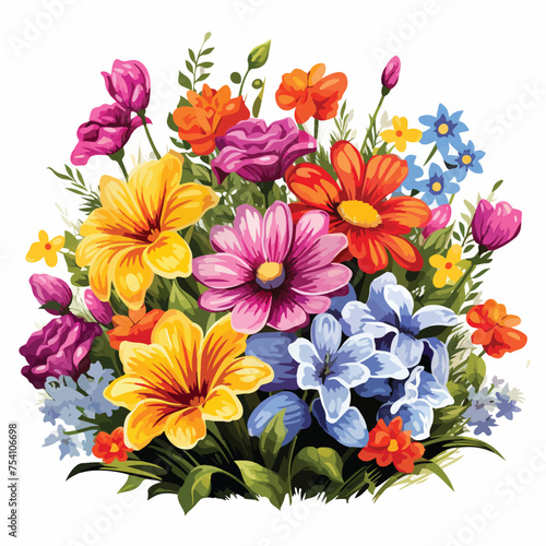 A colorful flower garden. Vector clipart. © Nobel