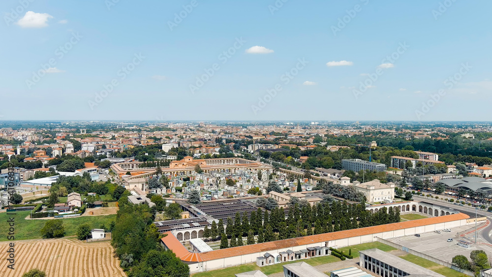 Parma, Italy. Panorama of the city from the air. Summer day, Aerial View