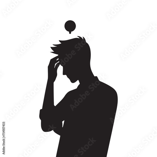 Achieving Visual Impact: Integrate the Worried Expression Silhouette into Designs for Emotional Storytelling. Worried Expression Illustration - Worried Vector - Worried Person Silhouette