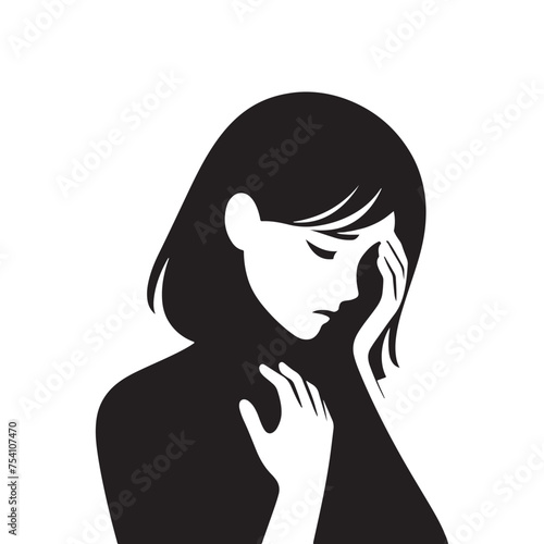 A Canvas for Emotional Expression: The Worried Expression Silhouette Awaits Your Artistic Vision for a Unique Design. Worried Expression Illustration - Worried Vector - Worried Person Silhouette