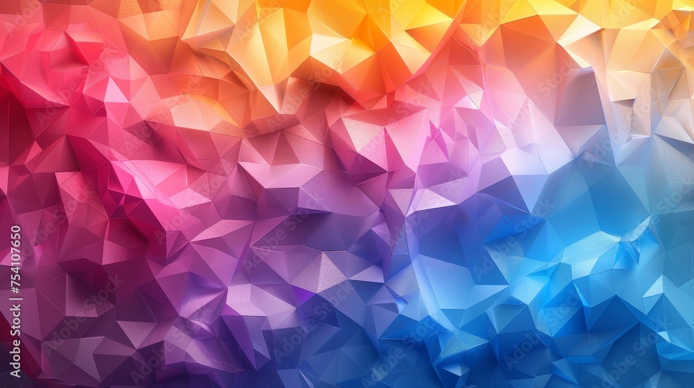A vibrant low poly background showcasing a mosaic of geometric shapes and textures A vibrant low poly background showcasing a mosaic of geometric shapes and textures