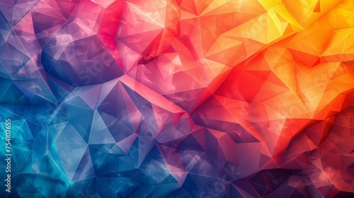 A vibrant low poly background showcasing a mosaic of geometric shapes and textures © MAY