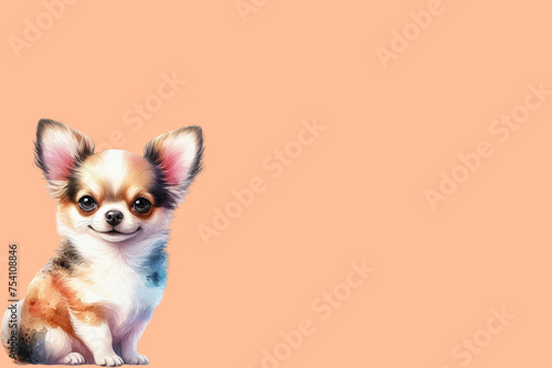 dog cute watercolor peach Fuzz background 
