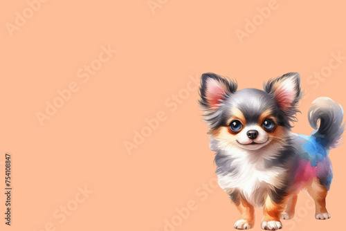 dog cute watercolor peach Fuzz background 
