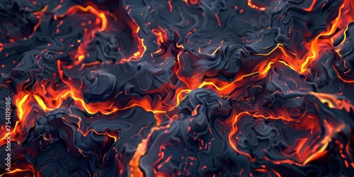 Background Texture Pattern Cel-Shaded Volcanic Lava Flows that captures the molten beauty of volcanic lava flows Blend fiery reds, oranges, and blacks with flowin created with Generative AI Technology