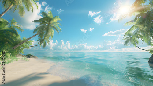 Cruise on sea land beach  Cruise To Caribbean With Palm tree On Coral Beach  world traveling day  Generative Ai