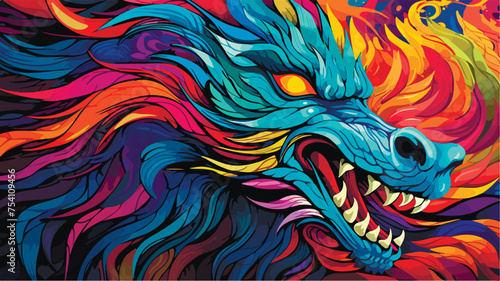 Abstract beautiful colored Dragon vector patterns. Seamless Dragon pattern background. © serdjo13