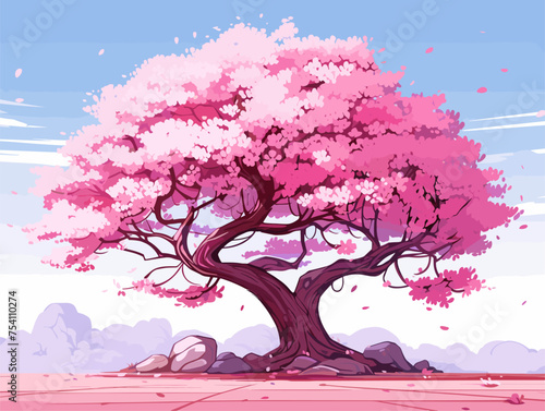 Serene Sakura cartoon full tree © Nadula