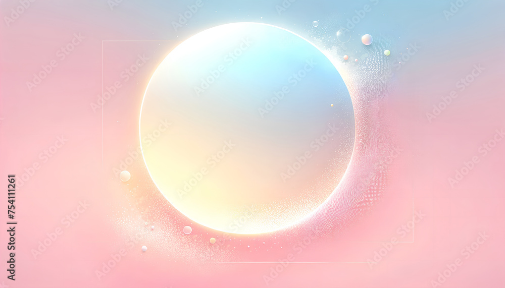 Luminous Abstract Circle Background with Floating Spheres on Pastel Gradient Texture Pattern.