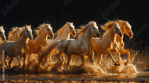 herd of horses on the pasture © Jeeraphat