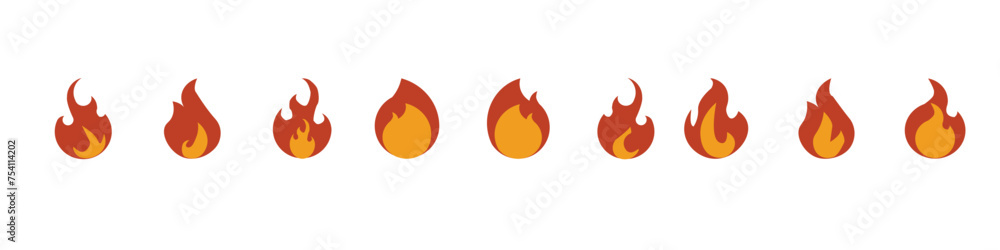 Fire icon collection. Fire flame symbol. Bonfire silhouette logotype. Flames symbols set flat style - stock vector. Fire icon collection. Fire flame symbol. Bonfire silhouette logotype. Flames symbols set flat style - stock vector.