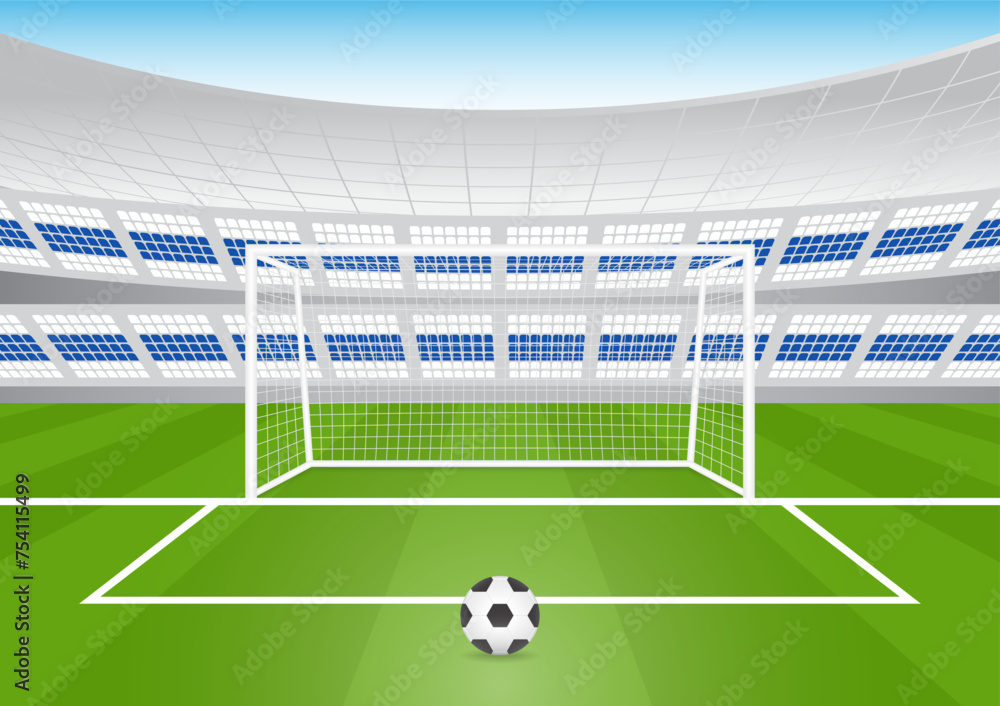 Fototapeta premium Football Goal or Soccer Goal Post in Stadium. Vector Illustration. 