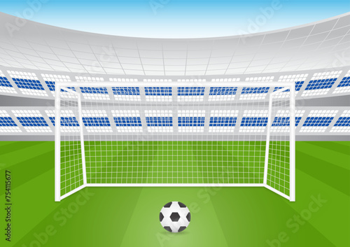 Football Goal or Soccer Goal Post in Stadium. Vector Illustration. 