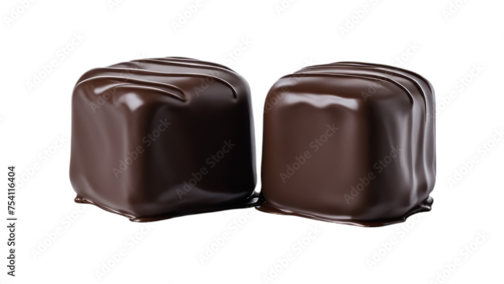 chocolate covered marshmallows on isolated on transparent png background. Generative ai chocolate covered marshmallows on isolated on transparent png background. Generative ai