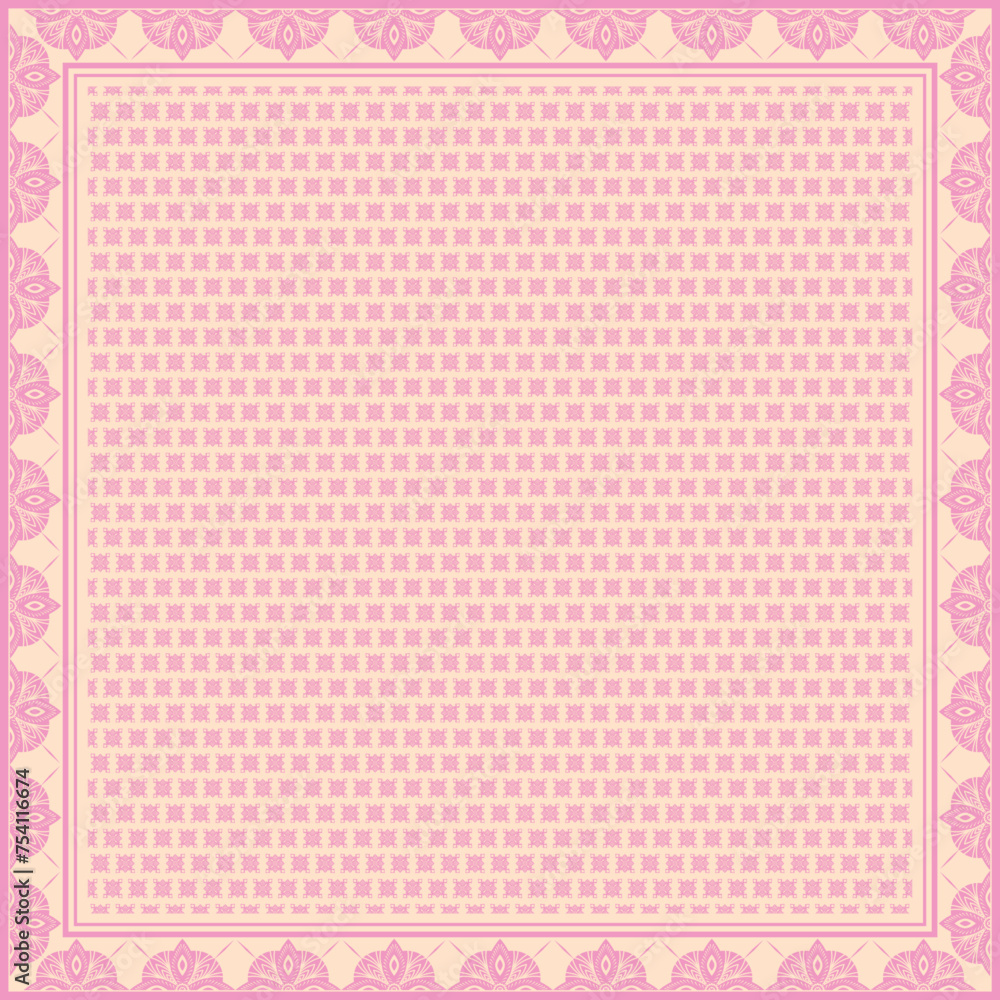 Hijab scarf flower abstract pattern.Ethnic geometric ornament with frame motif border hijab pattern.Design for fabric,print,scarves,shawl,kerchief,bandana,clothing,pareo,pillows,tablecloth,decoration. Hijab scarf flower abstract pattern.Ethnic geometric ornament with frame motif border hijab pattern.Design for fabric,print,scarves,shawl,kerchief,bandana,clothing,pareo,pillows,tablecloth,decoration.