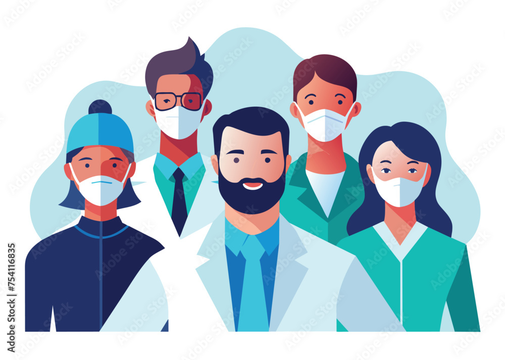 Healthcare Professionals on White Background