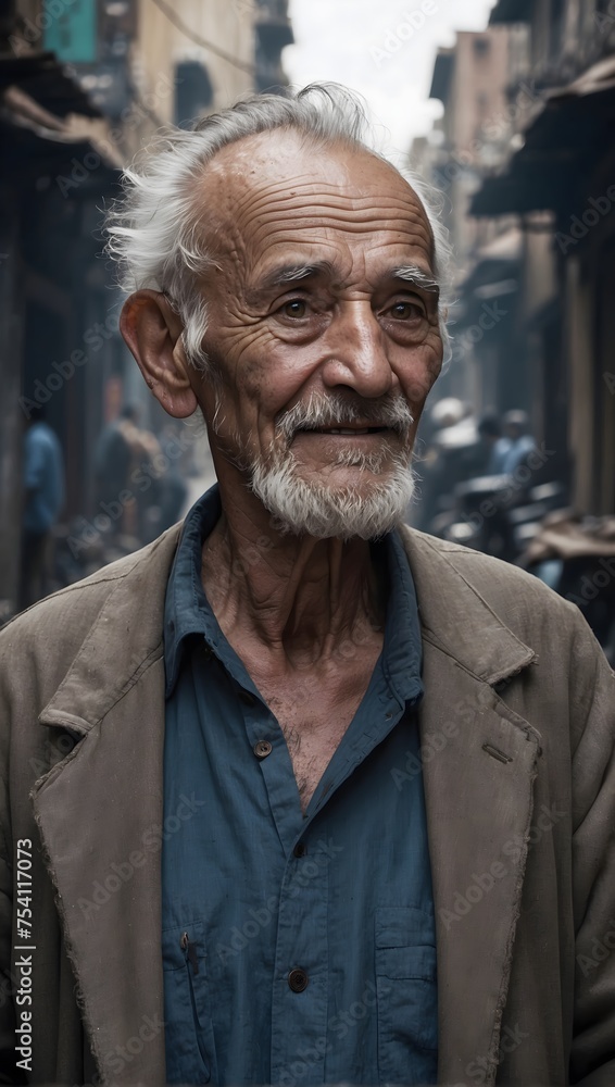 portrait of an old poor man on the street portrait of an old poor man on the street