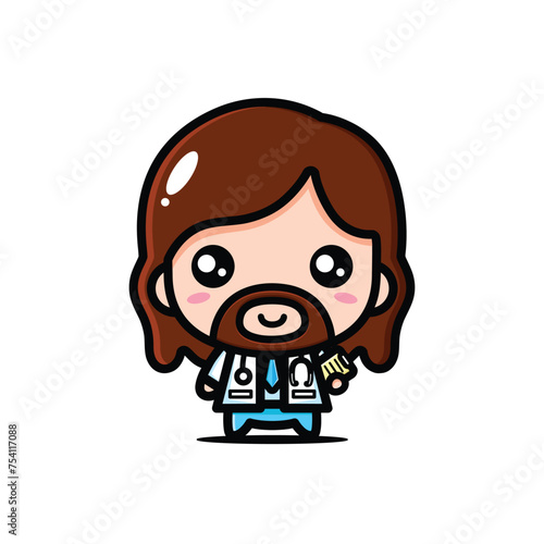 cute jesus christ wearing doctor clothes