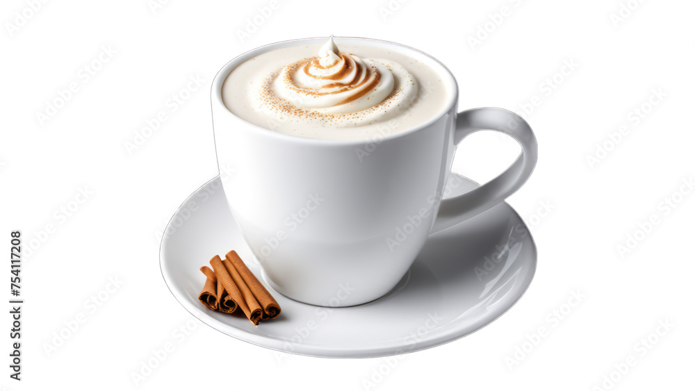 white hot chocolate on isolated on transparent png background. Generative ai white hot chocolate on isolated on transparent png background. Generative ai