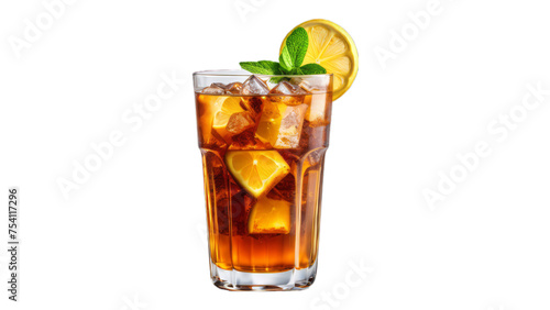 iced tea on isolated on transparent png background. Generative ai