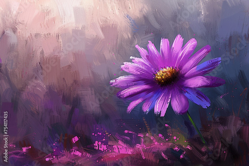 a flower, in the style of impressionism, corel painter, sunny garden, oil brush, springcore, purple, youtube photo