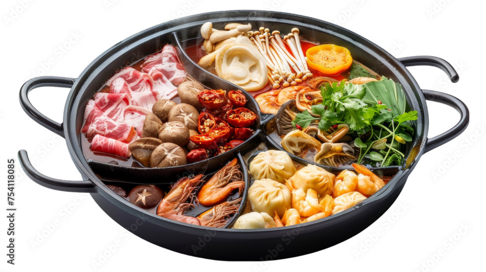 Hot Pot on isolated on transparent png background. Generative ai Hot Pot on isolated on transparent png background. Generative ai