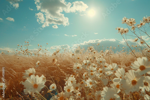 A field of wildflowers swaying in the breeze