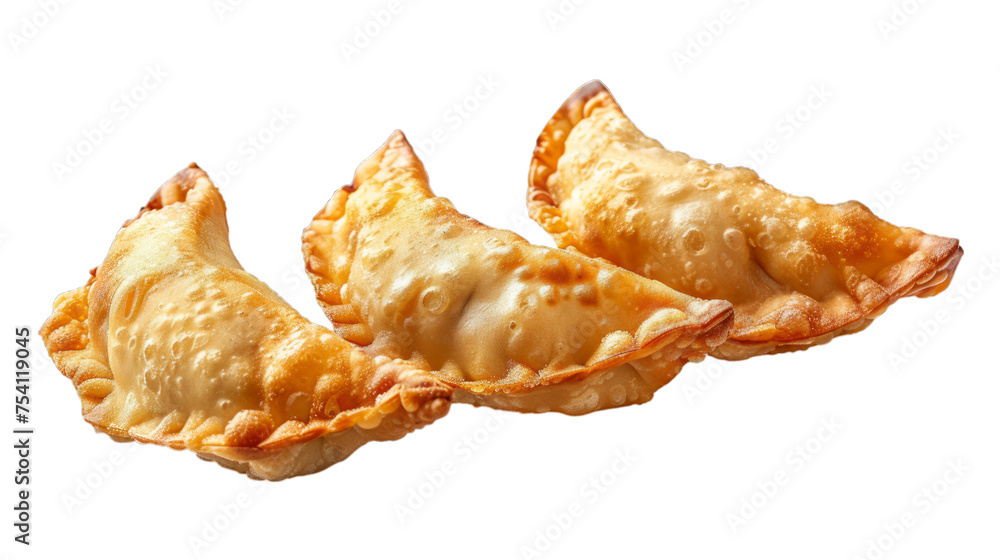 Fried dumplings on isolated on transparent png background. Generative ai
