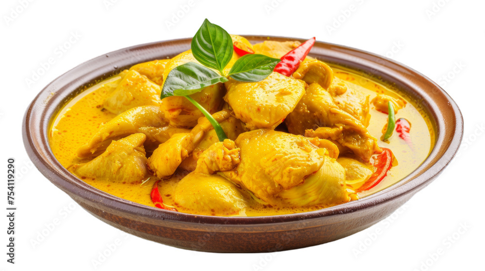 Yellow Curry Chicken on isolated on transparent png background. Generative ai Yellow Curry Chicken on isolated on transparent png background. Generative ai