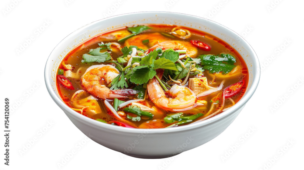 Spicy Sour Soup on isolated on transparent png background. Generative ai Spicy Sour Soup on isolated on transparent png background. Generative ai