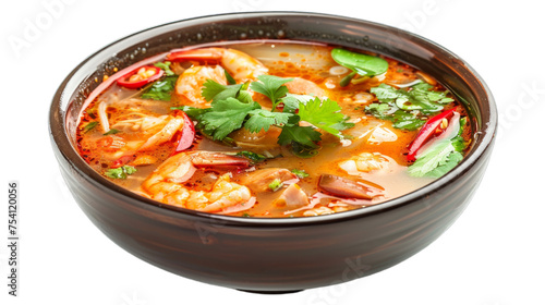 Spicy Sour Soup on isolated on transparent png background. Generative ai