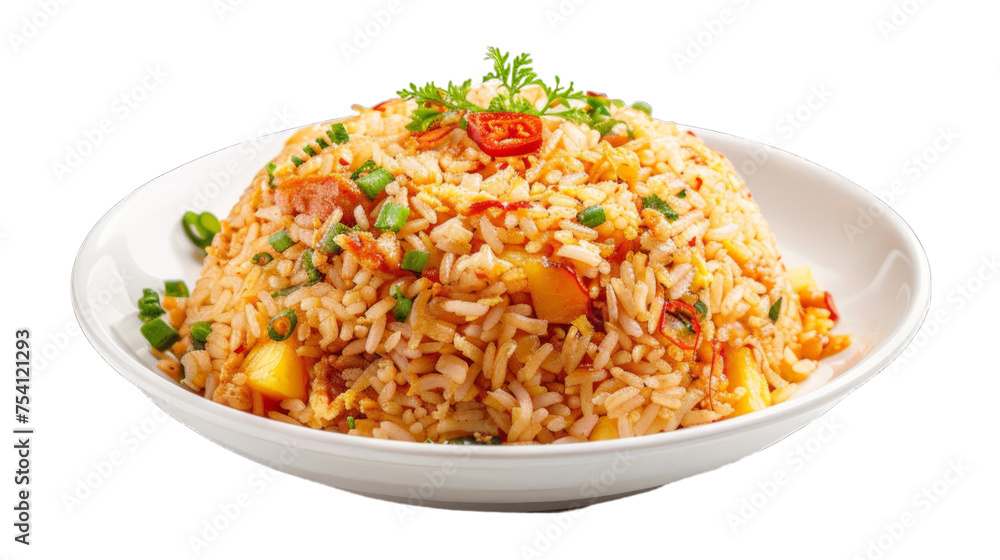 Pineapple Fried Rice on isolated on transparent png background. Generative ai Pineapple Fried Rice on isolated on transparent png background. Generative ai